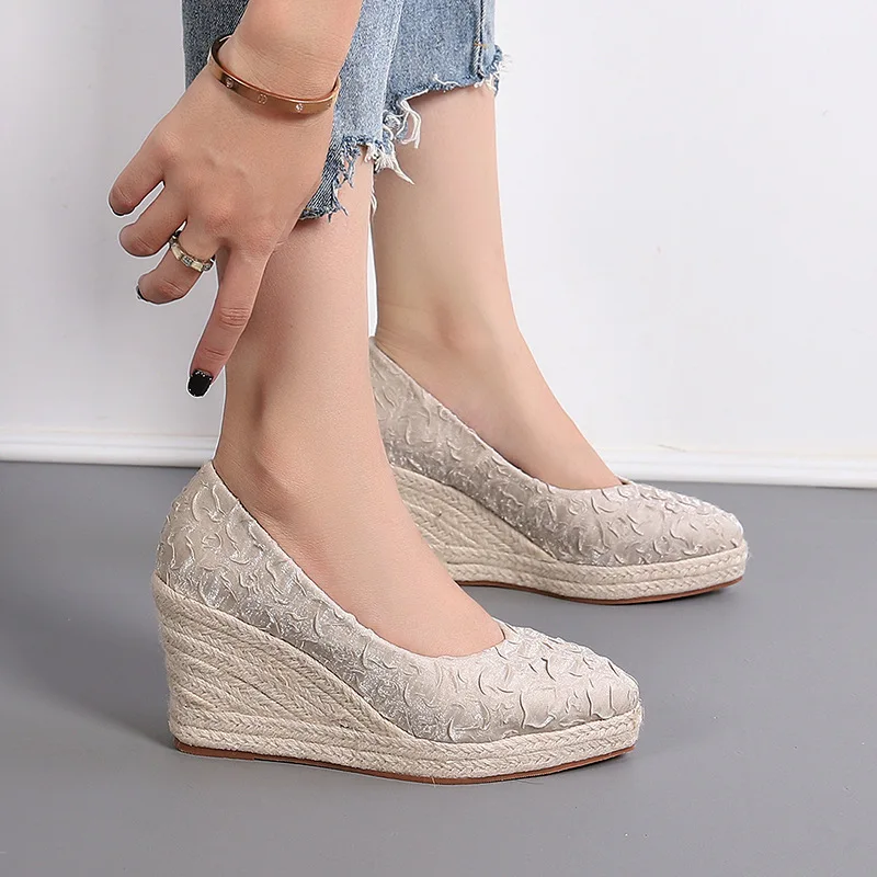 8cm Size 34-42 Breathable Comf - огляд і ціна Espadrille Wedge Shoes