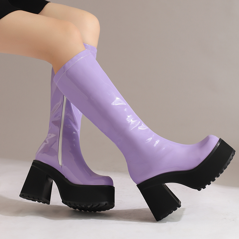 Punk Heels Knee High Boots Pla - огляд і ціна Zip Up Boots Short